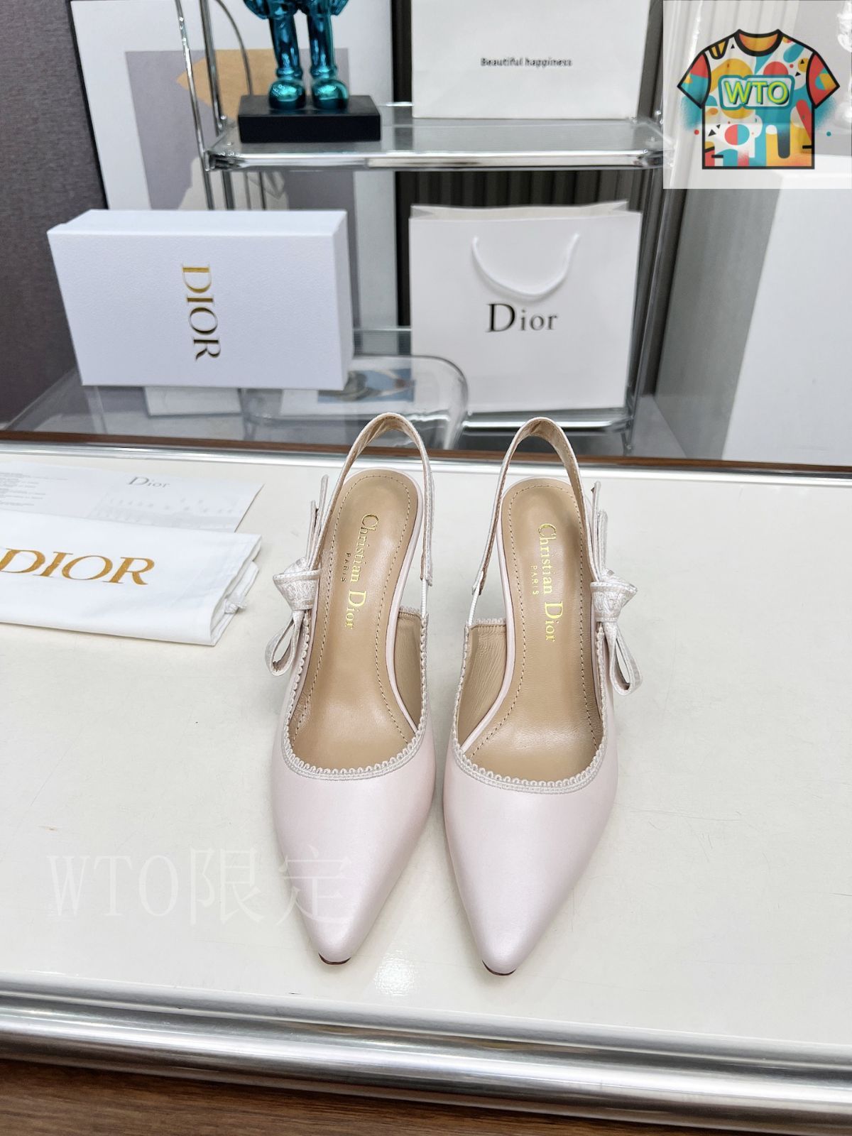 Dior 刺繍ハイヒール アルファベットロゴリボンサンダル08-1