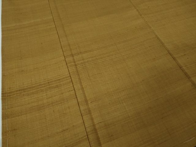 平和屋本店■極上　男性　郡上紬　草木染　黄唐茶色地　反端付き　逸品　未使用　DZAA2255kh5 平和屋本店□極上 男性 郡上紬 草木染 黄唐茶色地 反端付き 逸品 未