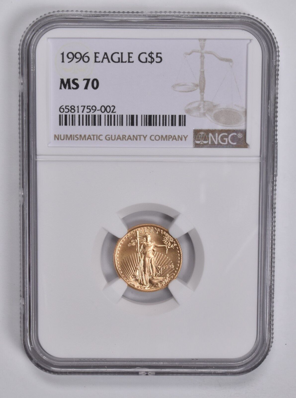 MS70 1996年 5ドル 1|10オンス アメリカンイーグル金貨 NGC ブラウンラベル
