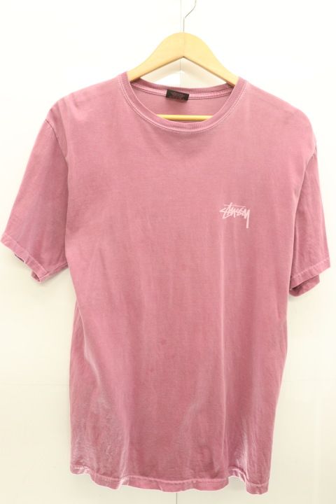 【中古】 STUSSY メンズTシャツ M Tシャツ STUSSY M ピンク 桃 バックプリント