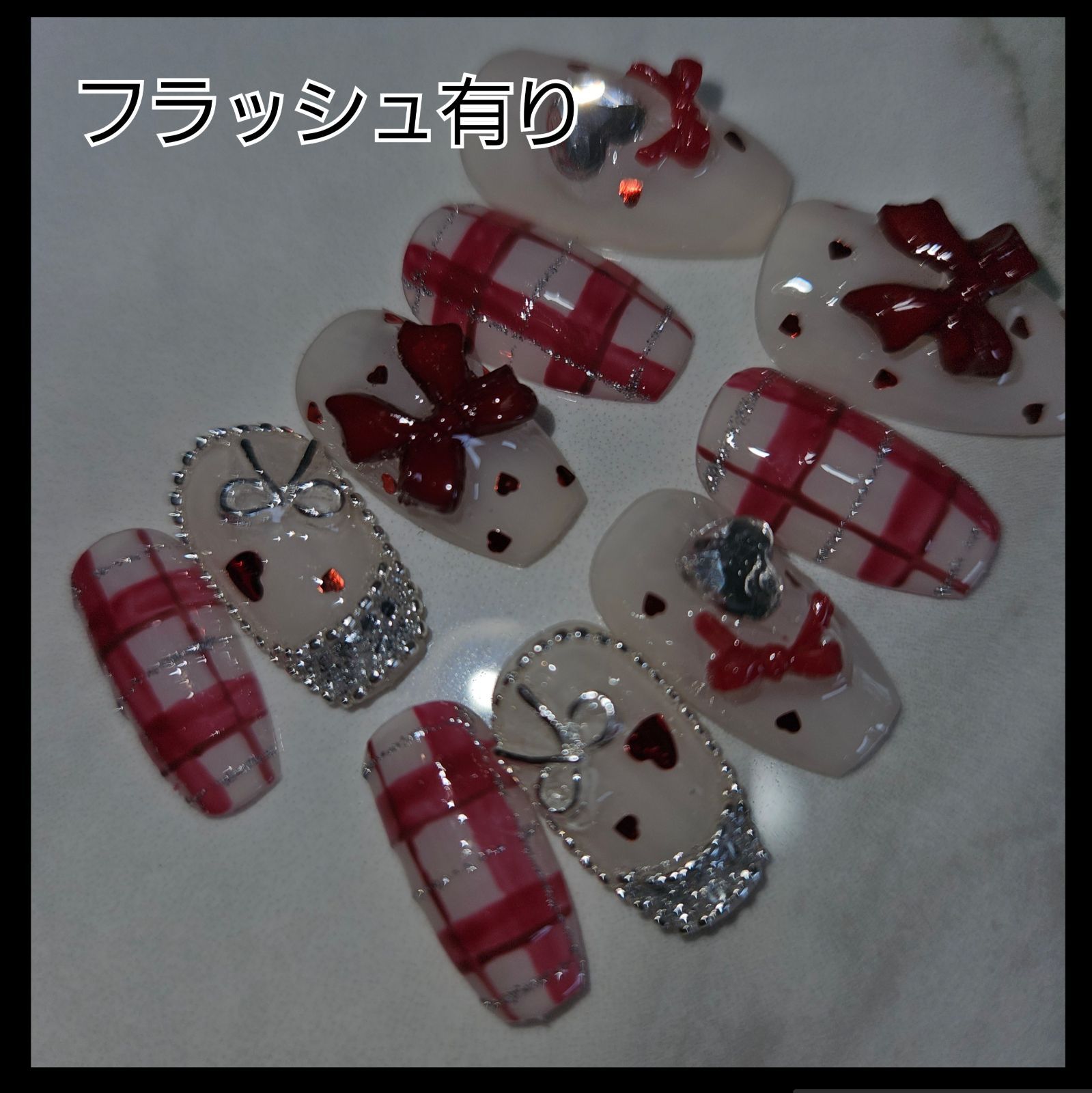 ネイルチップ オーダー チェック フラッシュ フレンチ ボルドー