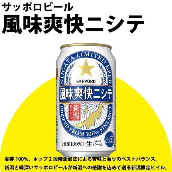 新潟限定ビイル 風味爽快ニシテ サッポロビール 350ml 24本 1ケース