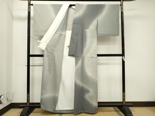 平和屋着物▽本塩沢 やまだ織 訪問着 染色作家 桐村博 単衣 霞文 正絹  