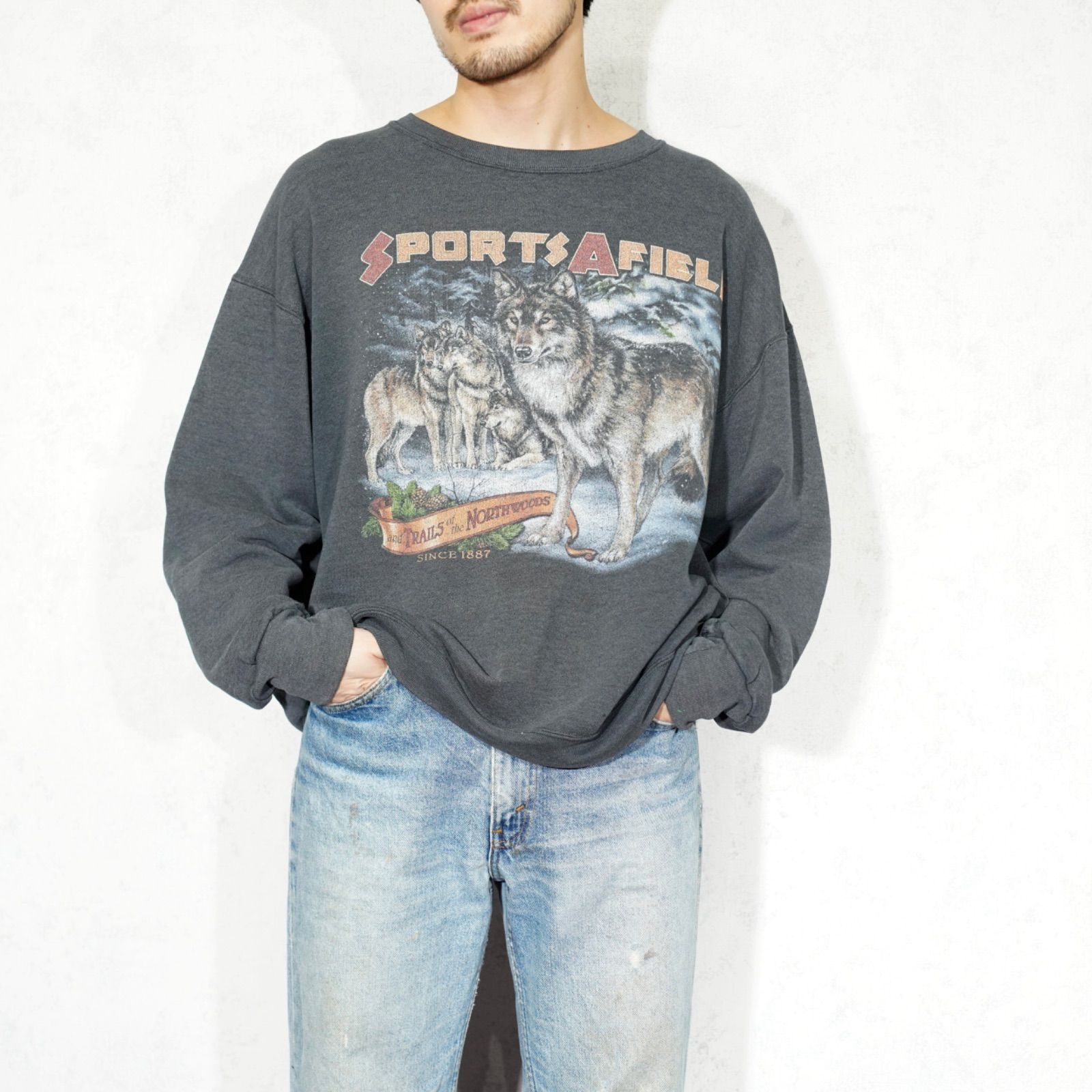 90s usa製 vintage archive Lee スウェット オオカミ - トップス