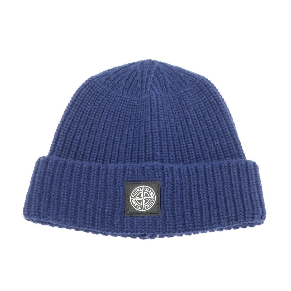 【新品未使用】STONE  ストーンアイランド ニット帽 ネイビー 中古】ストーンアイランド STONE ISLAND ミドルゲージウール