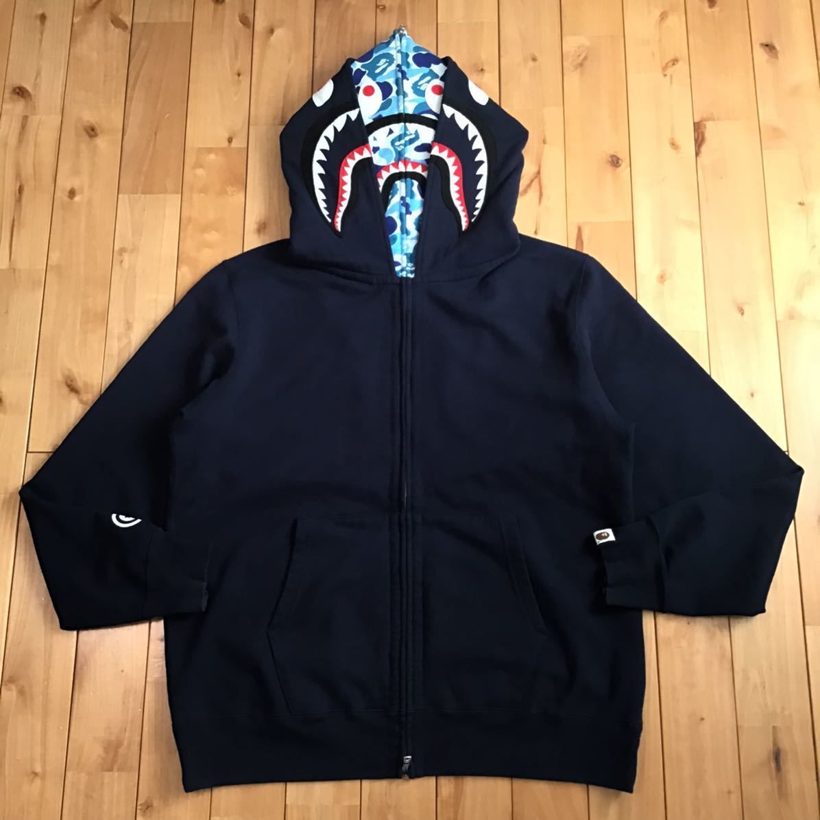 ☆2XL☆ ダブル シャーク パーカー navy double shark full zip hoodie 