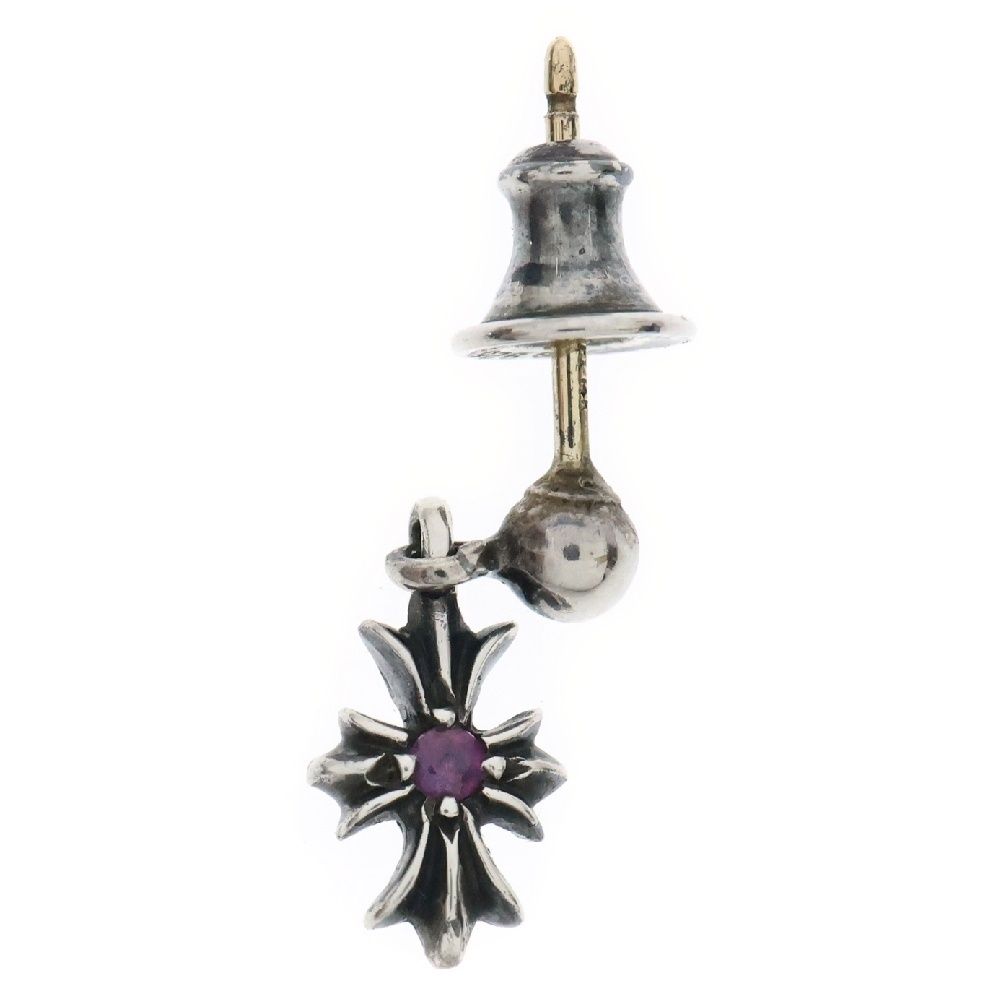 CHROME HEARTS クロムハーツ TNY E CH PLS タイニーE CHプラス ピンクサファイア ドロップピアス シルバー