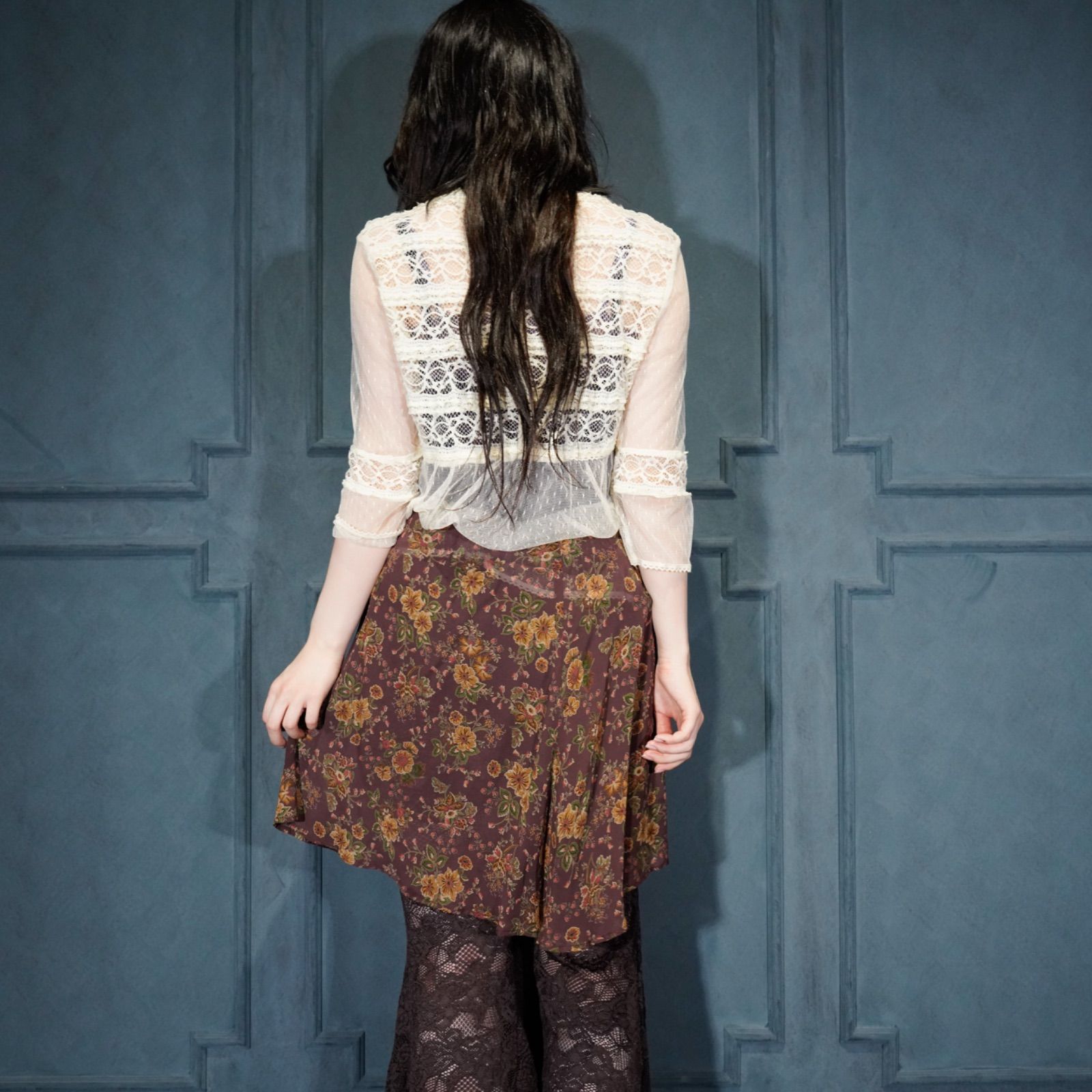 USA VINTAGE EXPRESS FLOWER PATTERNED RAP DESIGN SKIRT