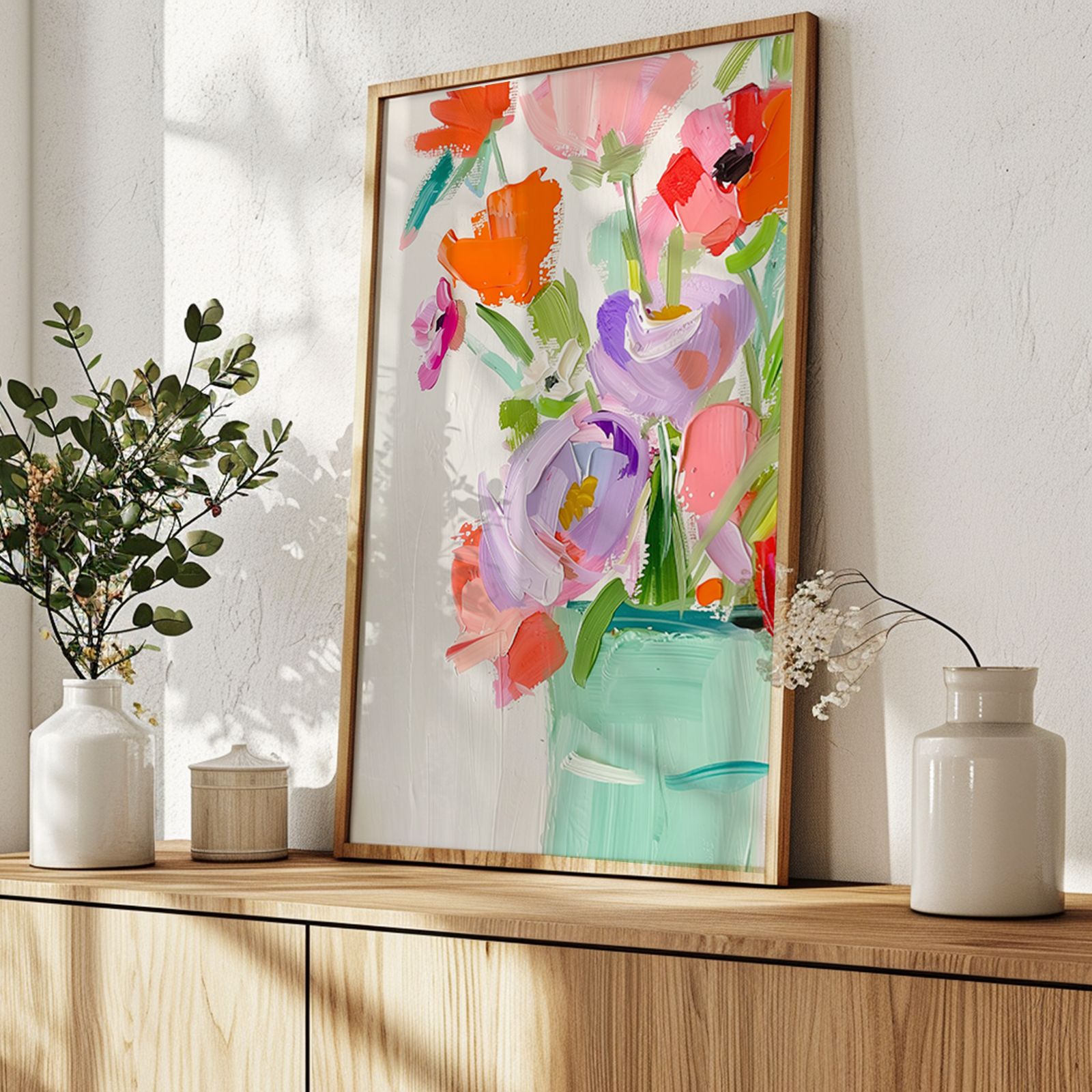 花瓶と花のパステル画アートインテリア三々サイズ 花瓶と花のパステル画アートインテリア三々サイズ （絵画 花