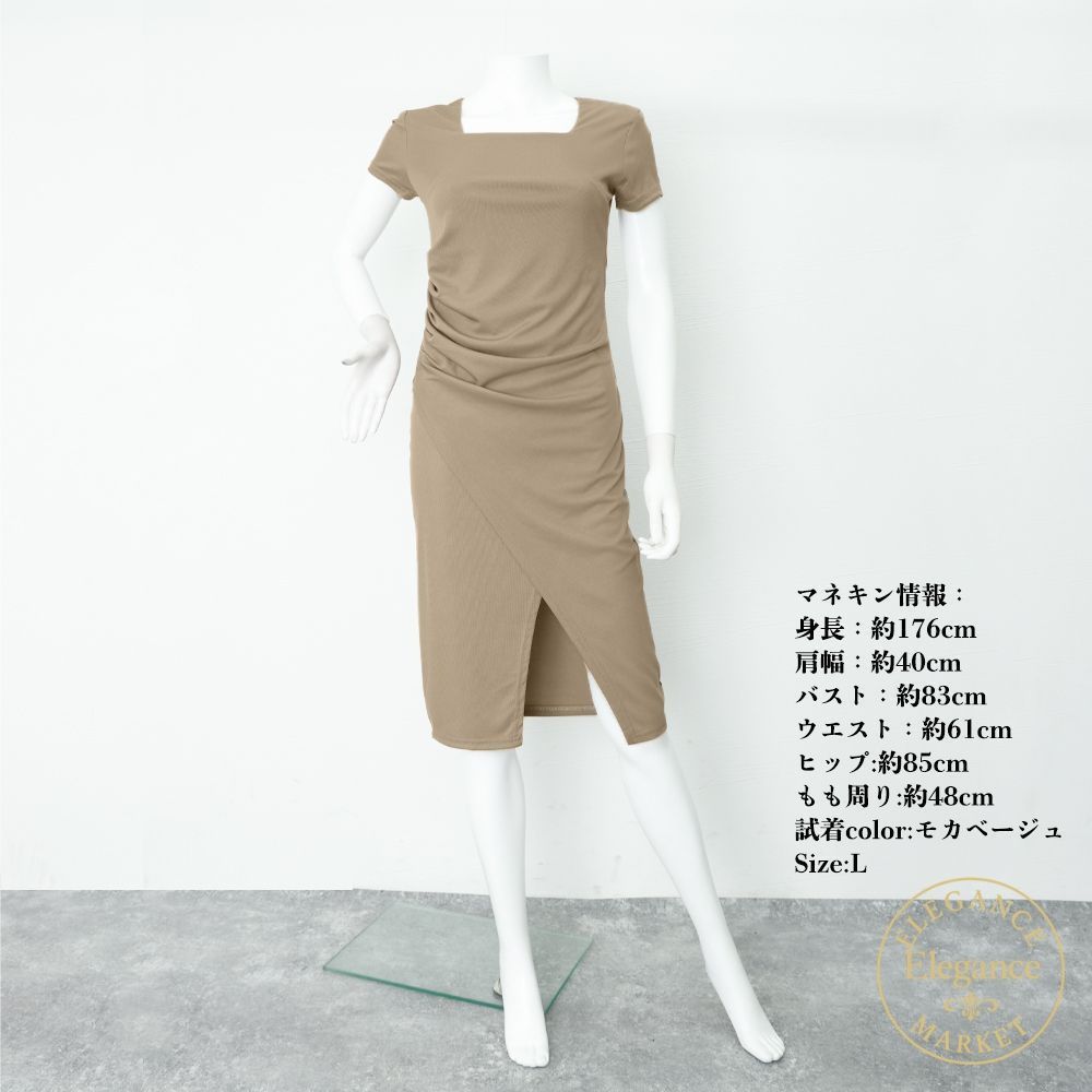 ワンピース 半袖 アシンメトリー タイト レディース 韓国
