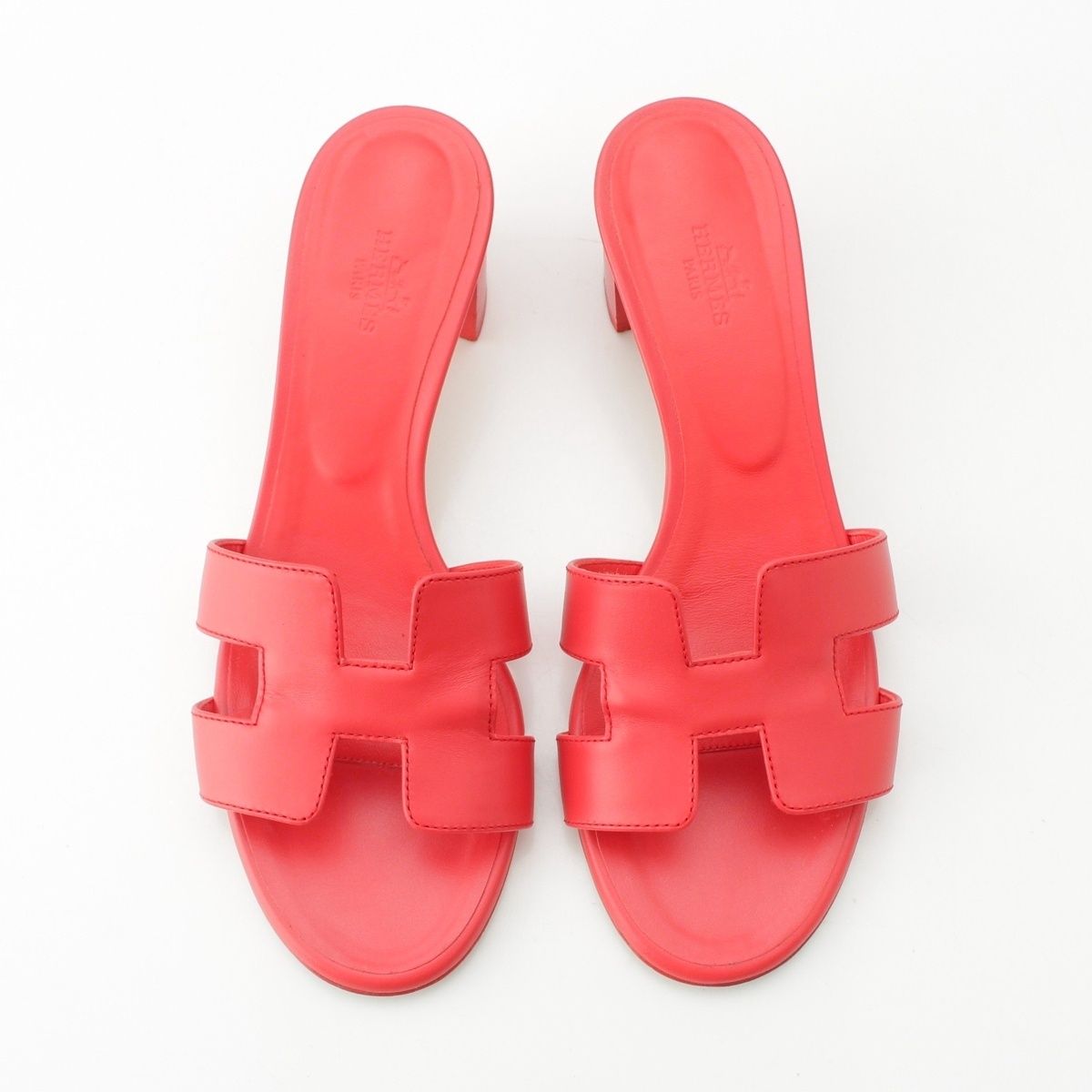 エルメス オアジス レザー Hモチーフ サンダル レッド 38