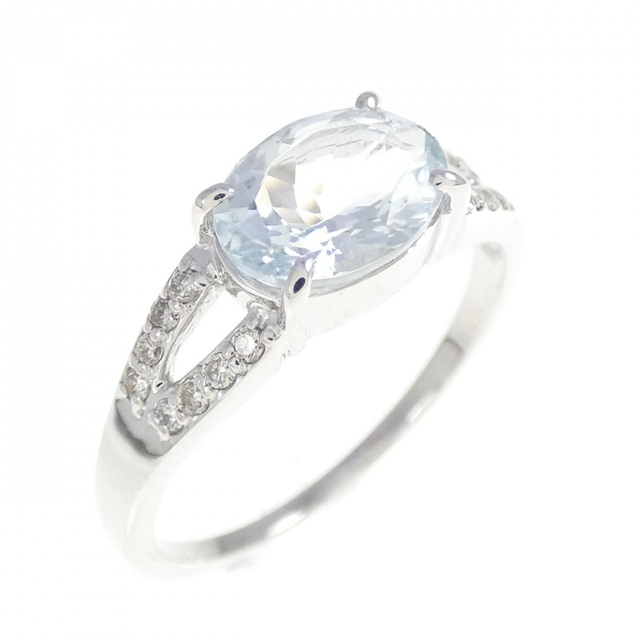 マル44、 k10WG 、アクアマリン、リング。 指輪 リング 「オーロラ」 K10WG アクアマリン リング レディース マル