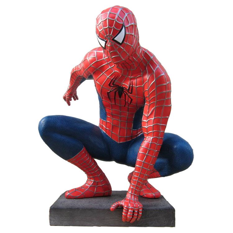 等身大フィギュア スパイダーマン しゃがみ・台座付き 高さ121cm FRP製 