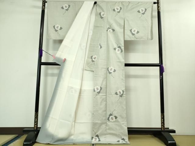 平和屋本店 上 本場大島紬 白大島 椿 DZAB1326kh5