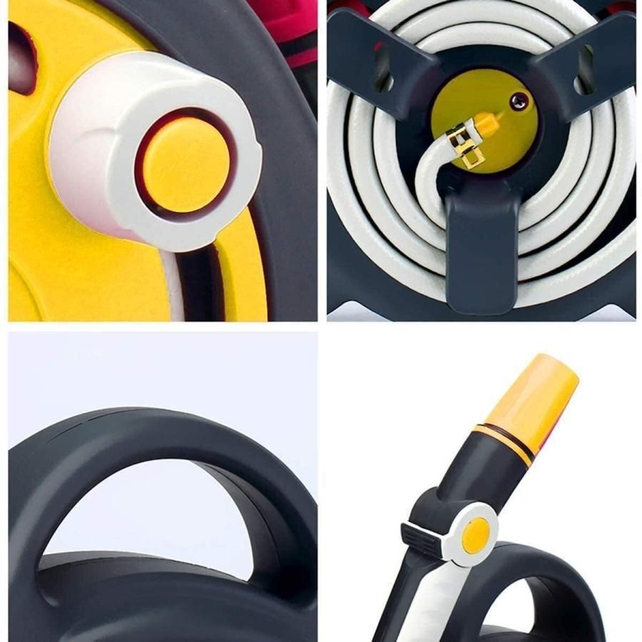 ホースリール 水道ホース 壁掛け式 ホースパイプリール 10m 自動巻き戻し 散水ホース 庭用軽量ホースリール 壁ガーデンホースリール YUZUMIYA_COM