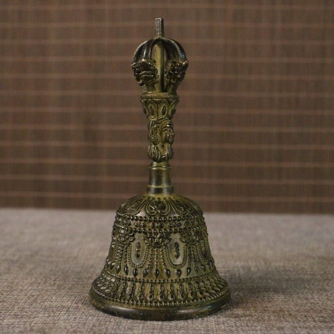 法器 太極八卦鈴 工芸品 美術品 置物 銅製 太極八卦 三叉手鈴