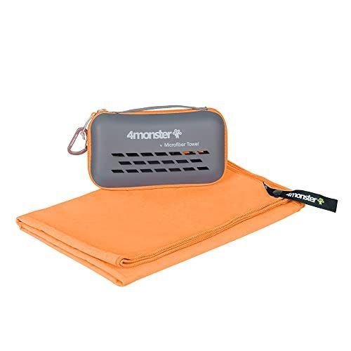 オレンジ_Medium(100×50 CM) 4Monster スポーツタオル アウトドア マイクロファイバー タオル コンパクト 速乾タオル ジムタオル フェイスタオル スイミングタオル 旅行 バスタオル