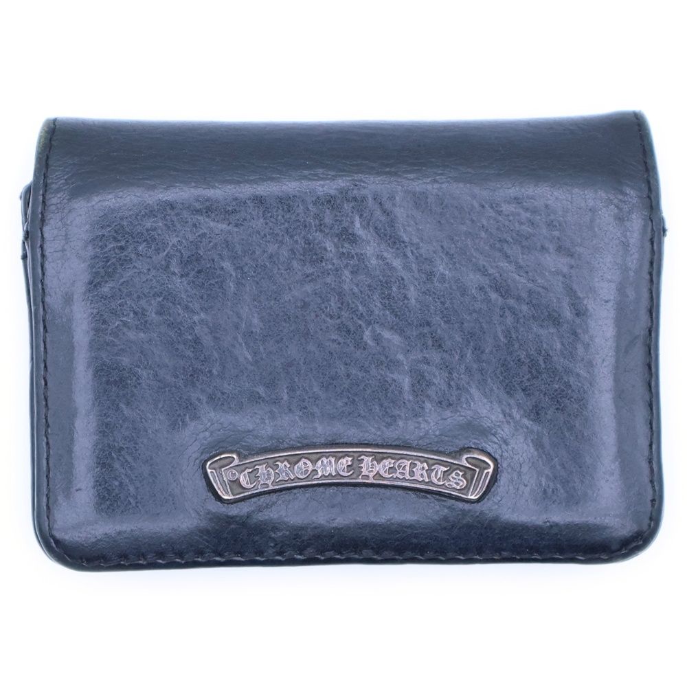 CHROME HEARTS クロムハーツ CRD CSE3PKTWDV1 スクロールラベル3ポケットレザーカードケース ブラック