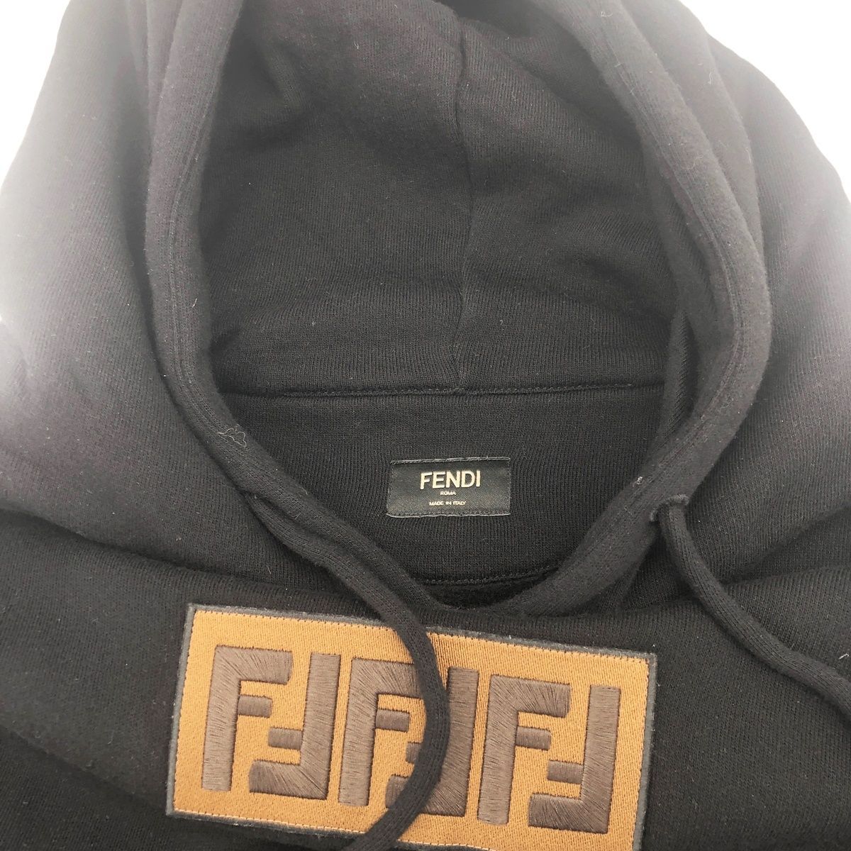 【中古】 Fendi フェンディ ズッカ ロゴ プルオーバー パーカー FY0870 A1EI ブラック サイズ 52 FFロゴ 24002469DS