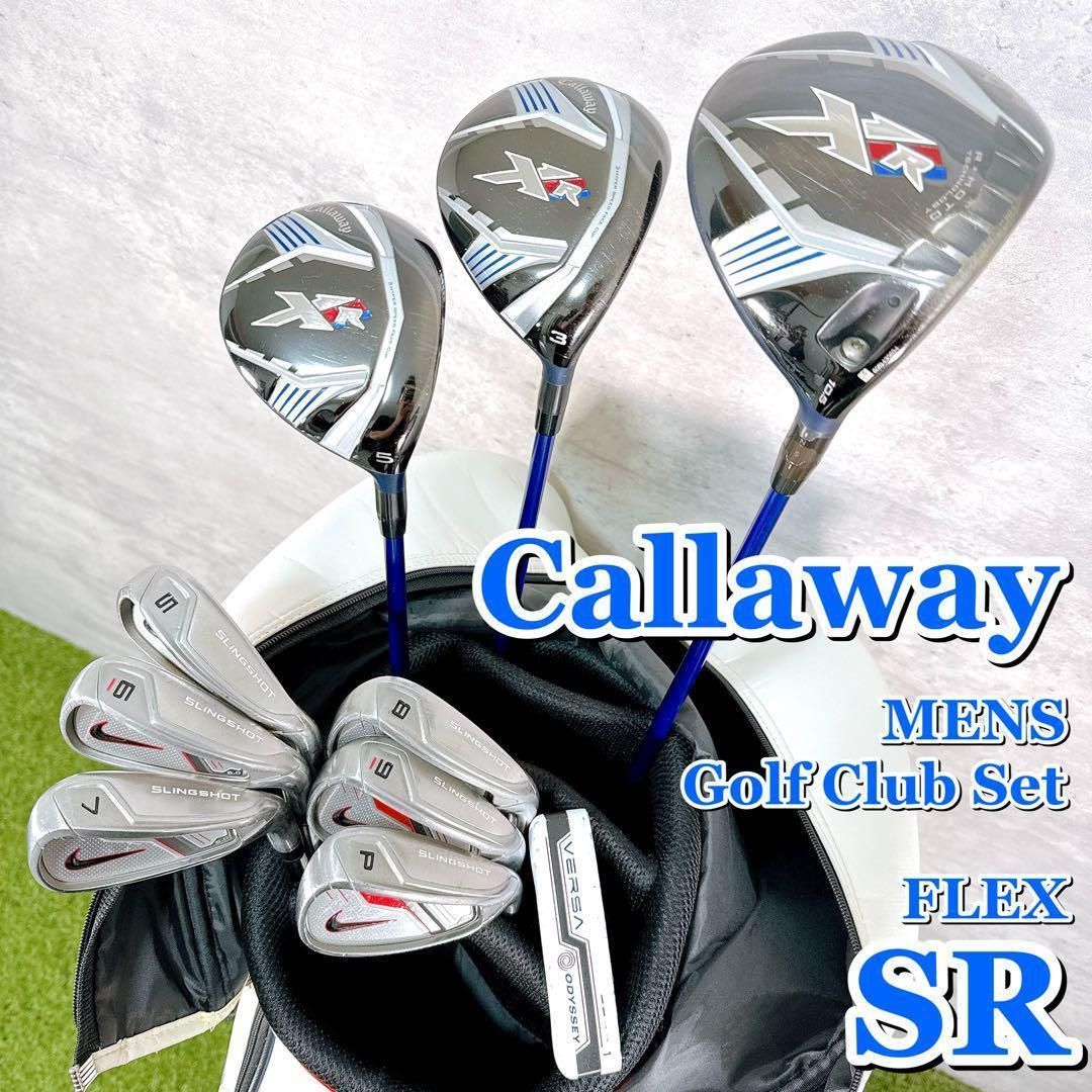 メンズ ゴルフクラブセット Callaway キャロウェイ XR NIKE ナイキ スリングショット フルセット キャディバッグ付き 10本 フレックスSR 男性 右利き K036