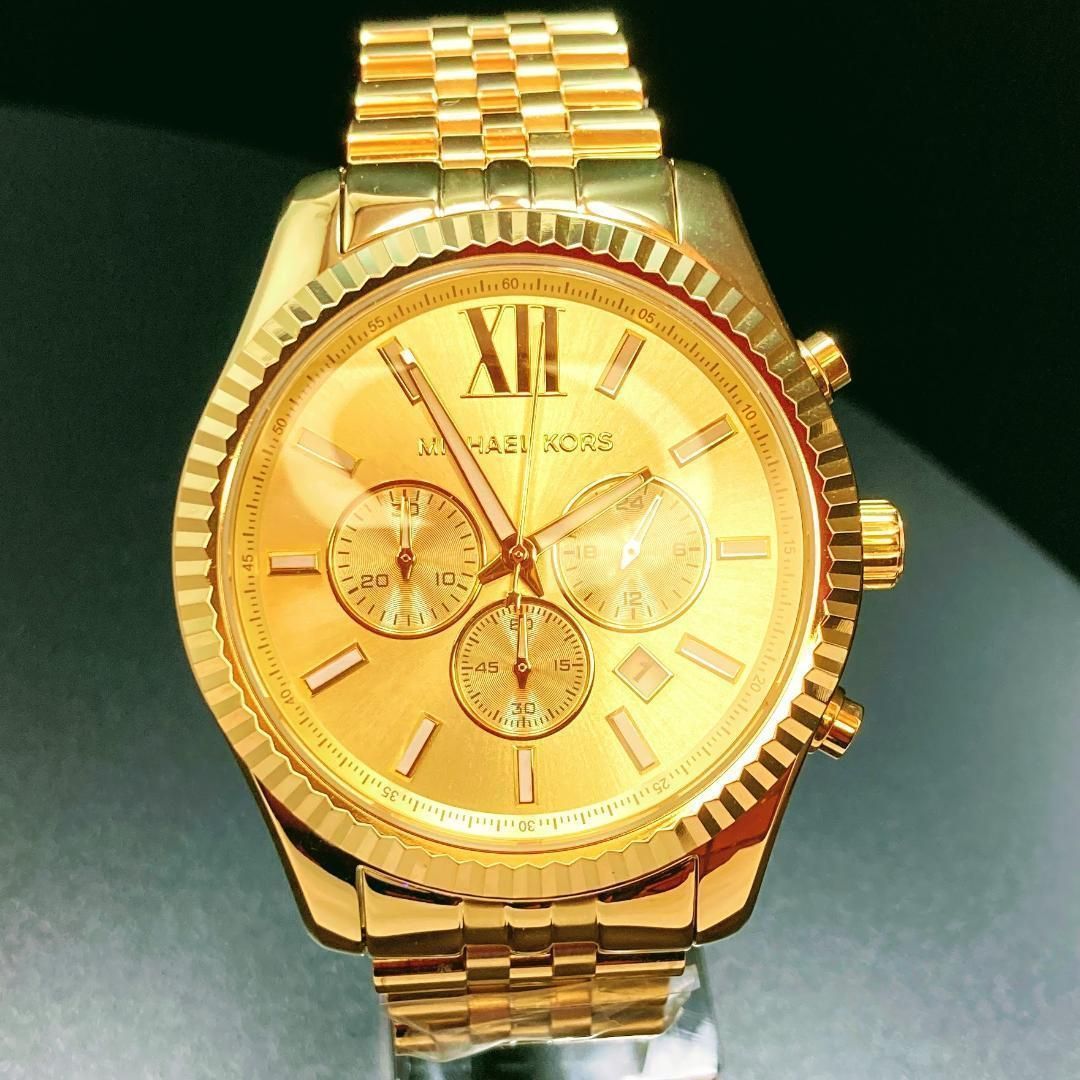 【再入荷】定価4万新品★マイケルコース メンズ腕時計★ゴールド クロノグラフ45