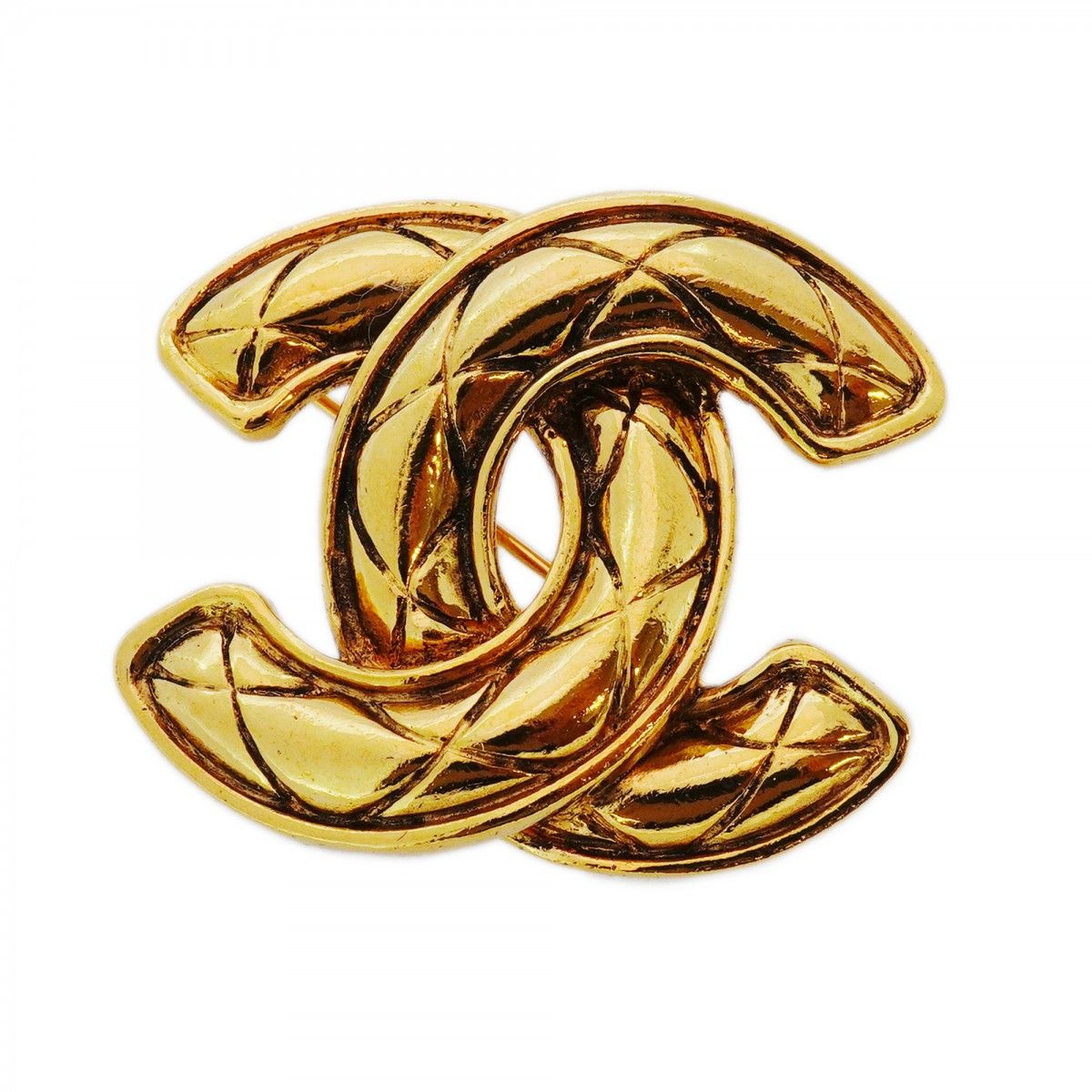 5jib0307 シャネル ブローチ ヴィンテージ ココマーク マトラッセ GPメッキ ゴールド レディース