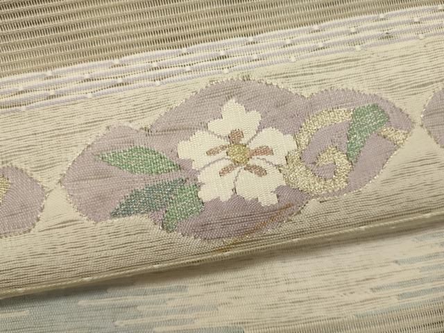 平和屋着物○八寸名古屋帯 唐織 花唐草文 銀糸 正絹 逸品 DAAQ2478fe