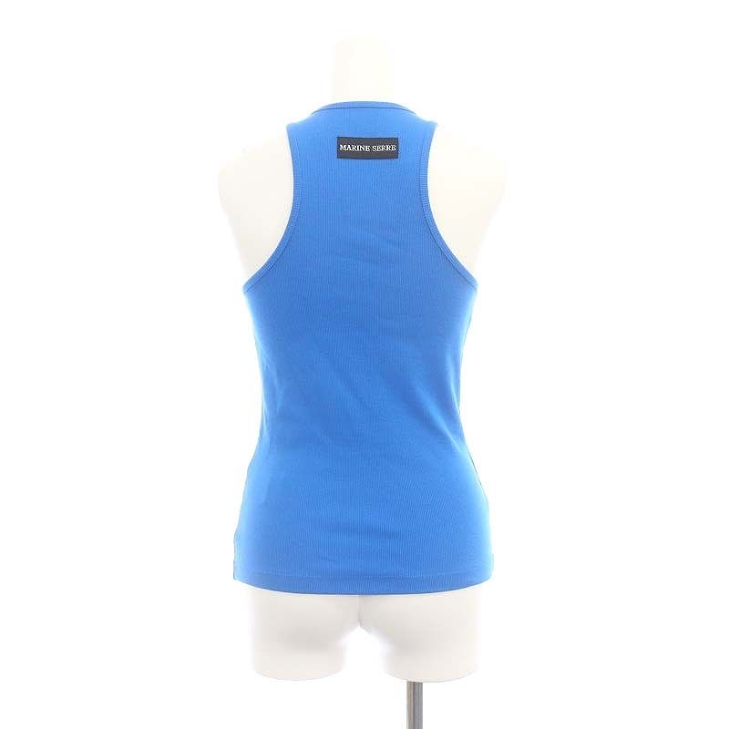 マリーンセル MARINE SERRE 24 SS Organic Cotton Rib 2 x Tank Top タンクトップ ニット ノースリーブ 青 ブルー MI OS