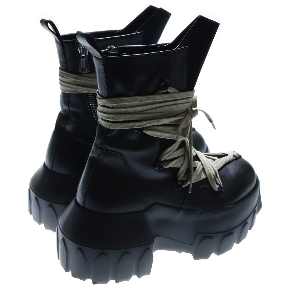 Rick Owensメガトラクター 厚底レザーシューズ ブラック Rick Owens (リックオウエンス) MEGALACED MEGA TRACTOR メガレース