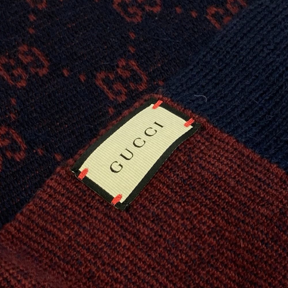 グッチ GUCCI GG リバーシブル マフラー ネイビー 美品 グッチ GG リバーシブル マフラー ネイビー 美品 - メルカリ