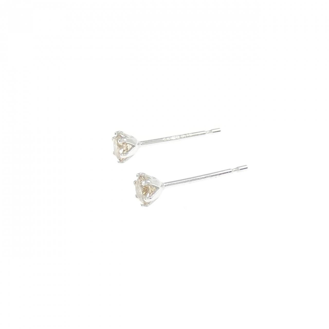 K10WG ソリティア ダイヤモンド ピアス 0.20CT