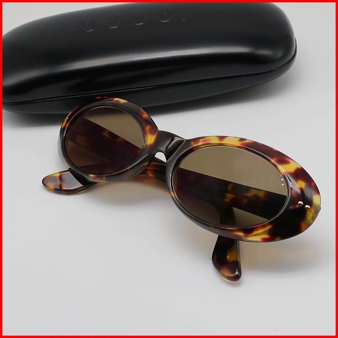 グッチ Gucci サングラス Sunglasses マーブル Marble 特大G金具 サイドロゴ 度あり オーバル Authentic Mint