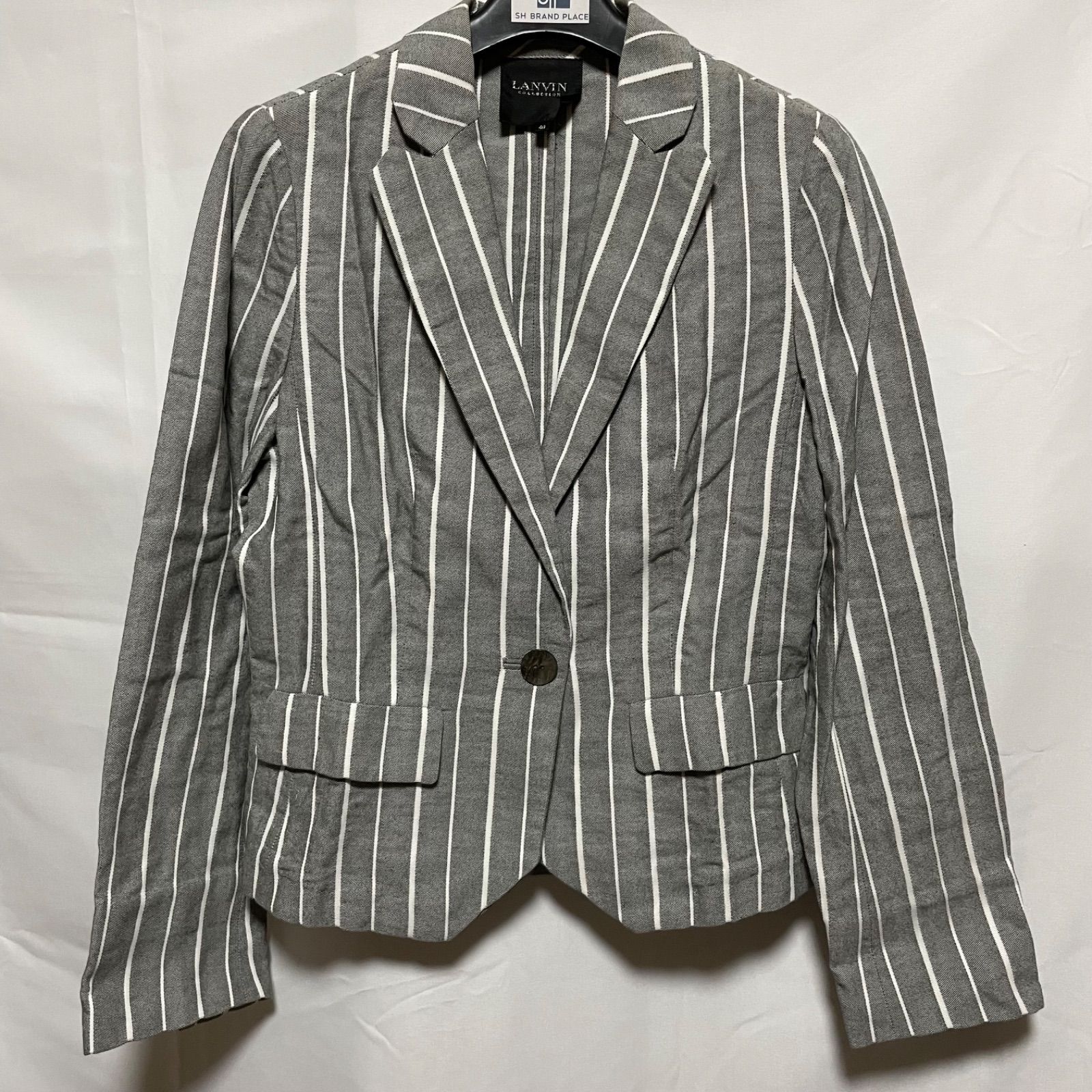 LANVIN ランバン テーラードジャケット シングル 2B （L相当) グレー ウールテーラードジャケット | LANVIN COLLECTION (Women