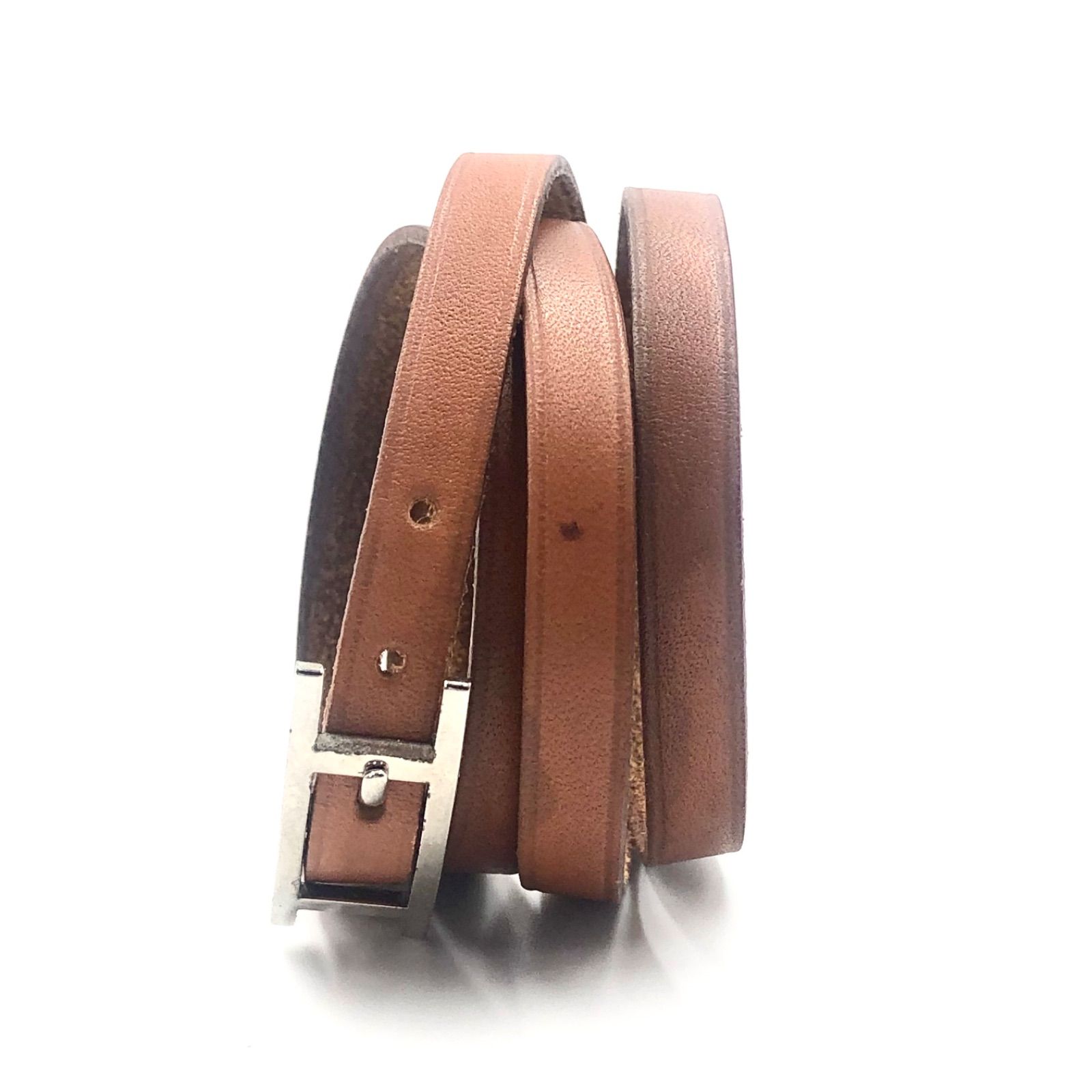 エルメス アピ3 ブレスレット チョーカー レザー メタル ブラウン シルバー HERMES エルメス アピ3 レザーブレスレット チョーカー ブラウン
