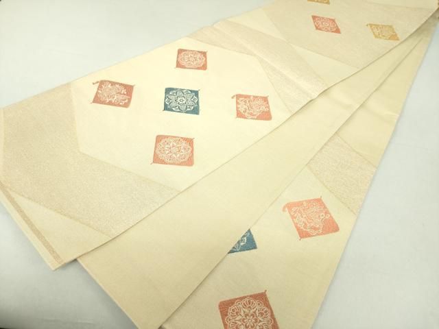 平和屋着物○六通柄袋帯 唐織 箔金錦 正倉院花鳥菱文 金糸 正絹