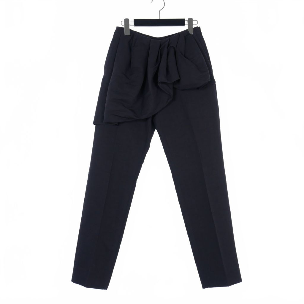 ドリスヴァンノッテン DRIES VAN NOTEN ラッフルデザイン パンツ テーパードパンツ スラックス コットン リネン 36 紺 ネイビー