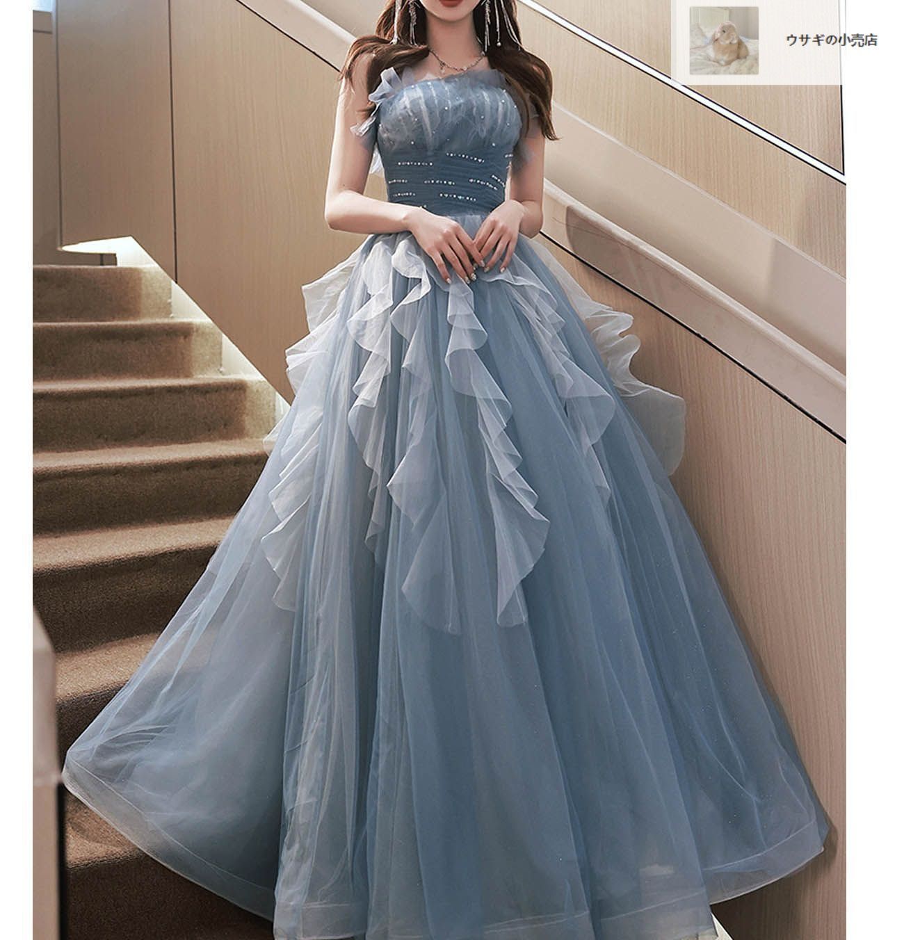 新品・未使用】 カラードレス プリンセスライン 青 ブルー