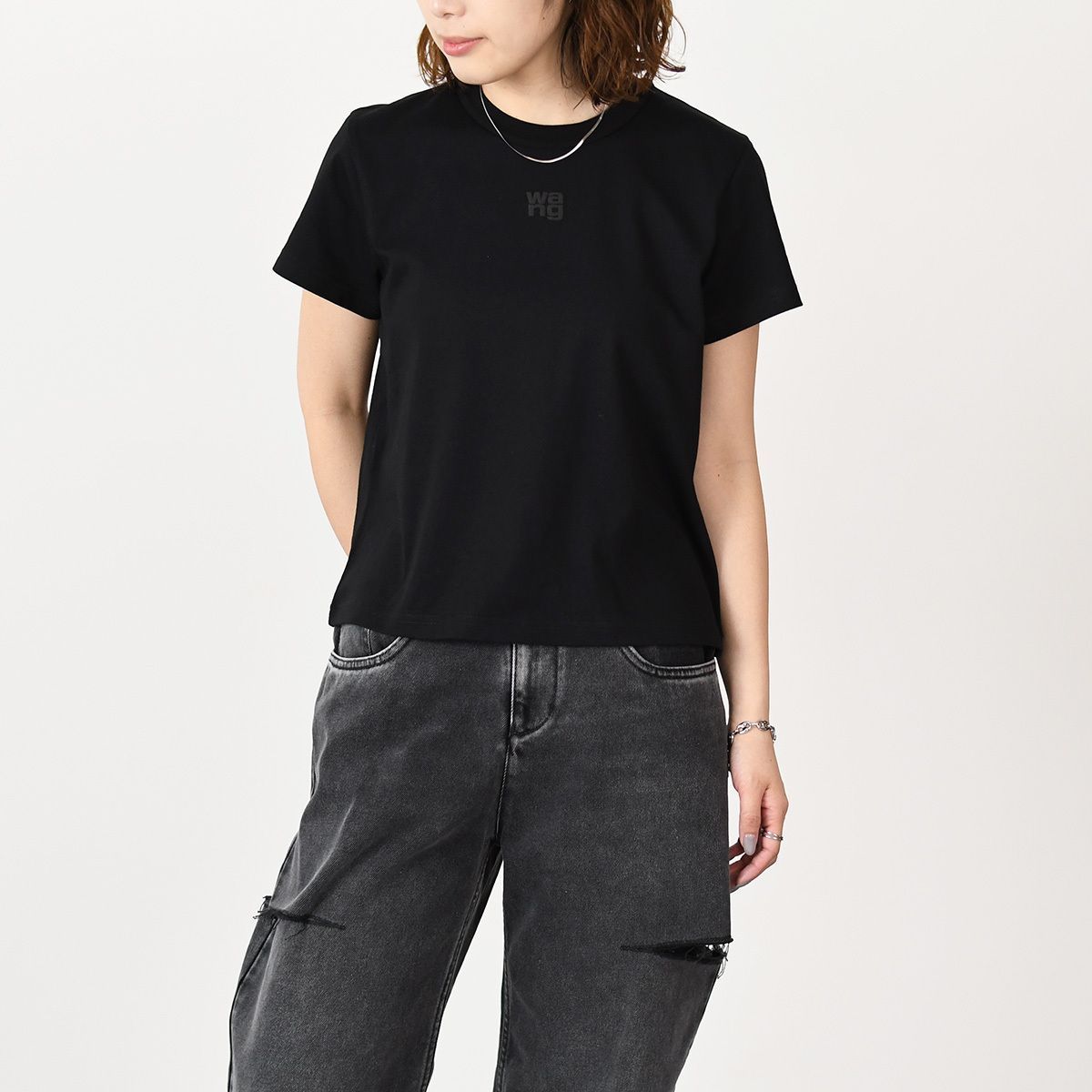 アレキサンダーワン パフロゴ コットンジャージー tシャツ 黒 アレキサンダーワン パフロゴ コットンジャージー tシャツ 黒