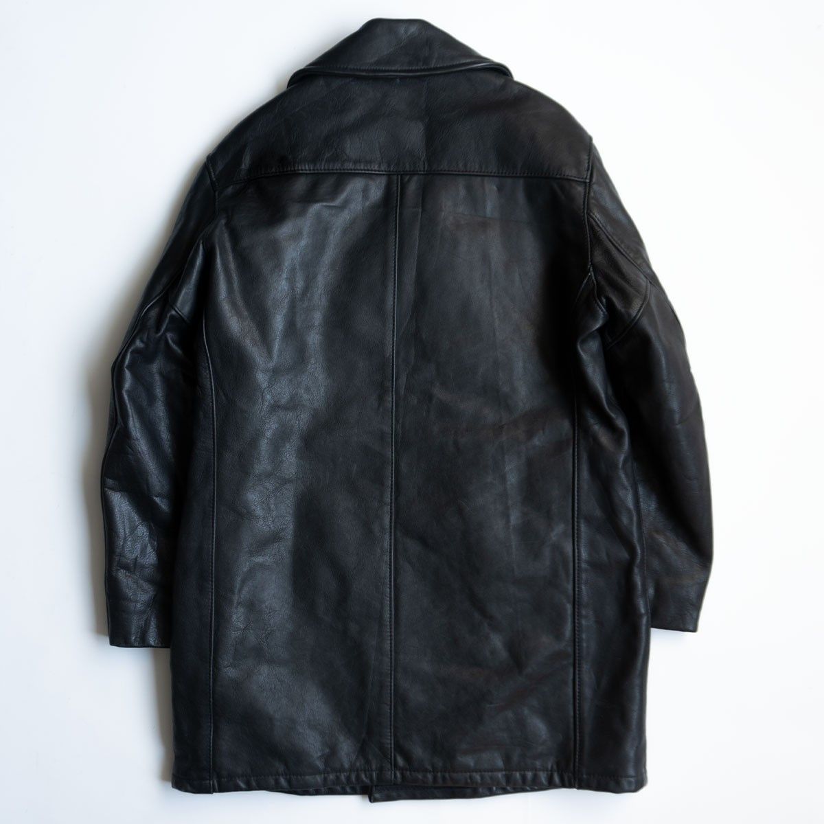美品】SCHOTT【レザー ピーコート】40 ブラック レザー アメリカ