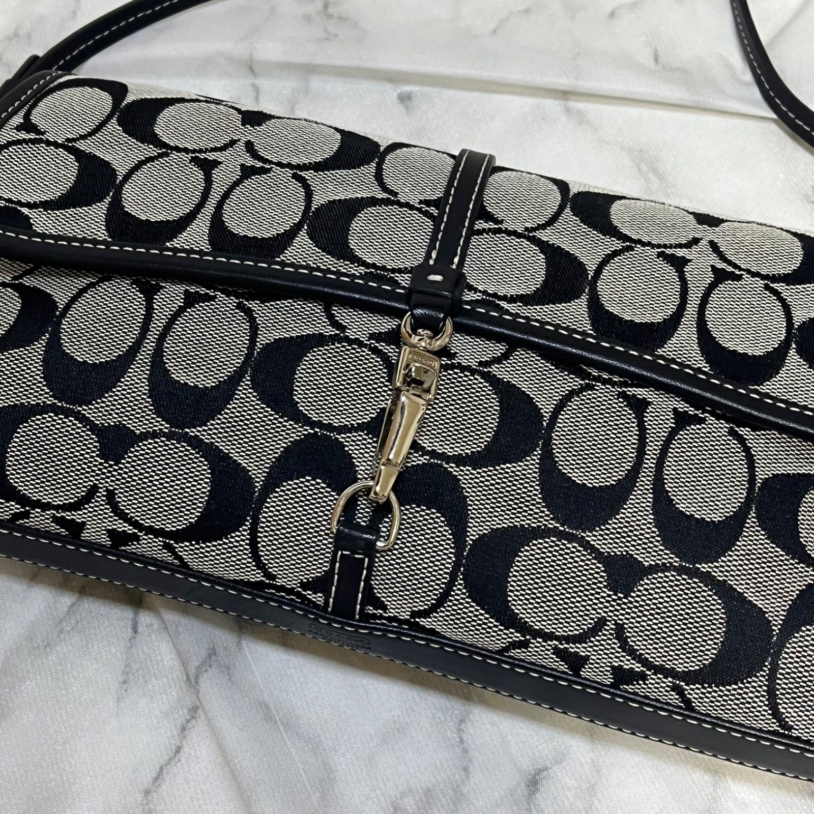 極美品】COACH シグネチャー クリップデミ ミニハンドバッグ