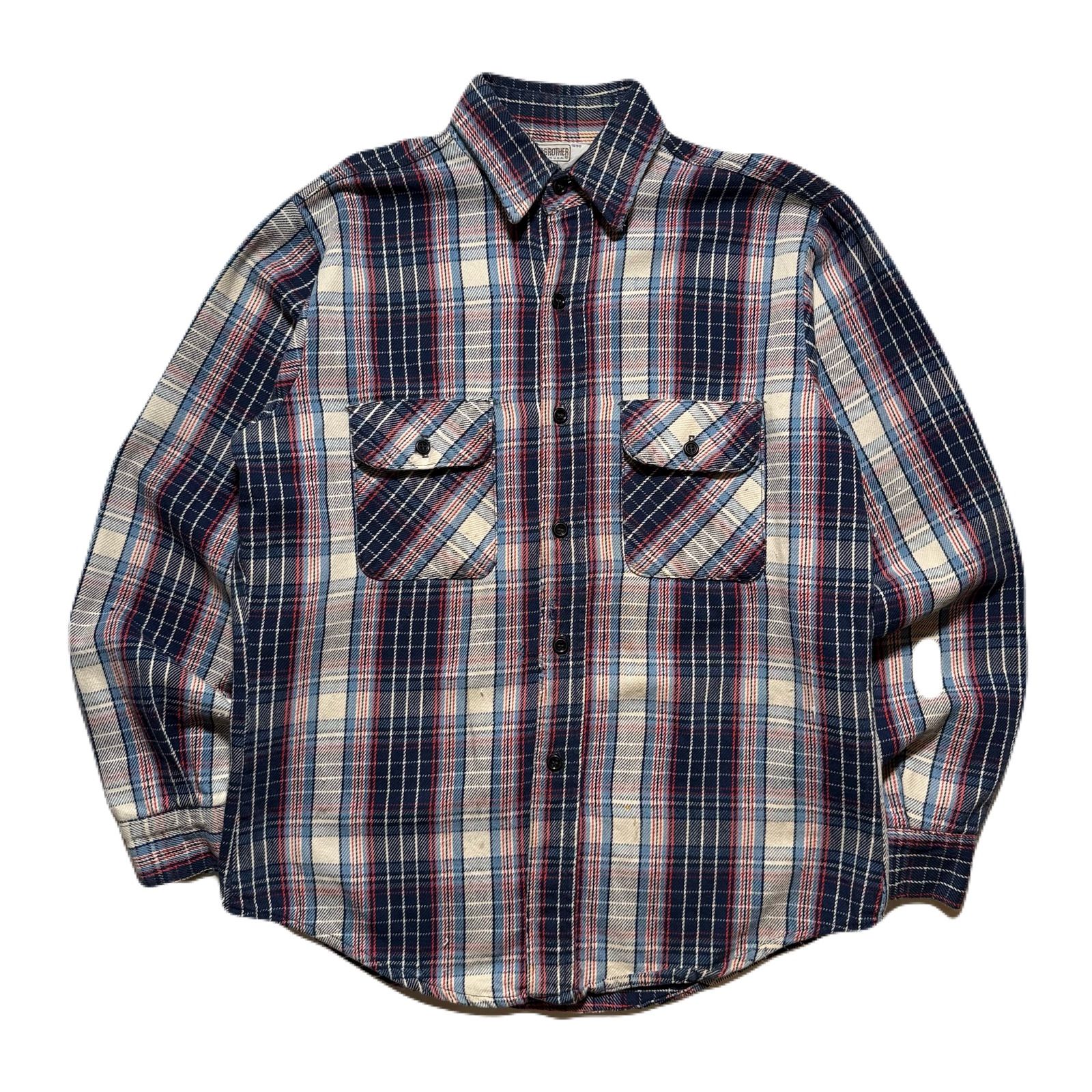 ファイブブラザー ブルーチェック ヘビーネルシャツ【Mサイズ