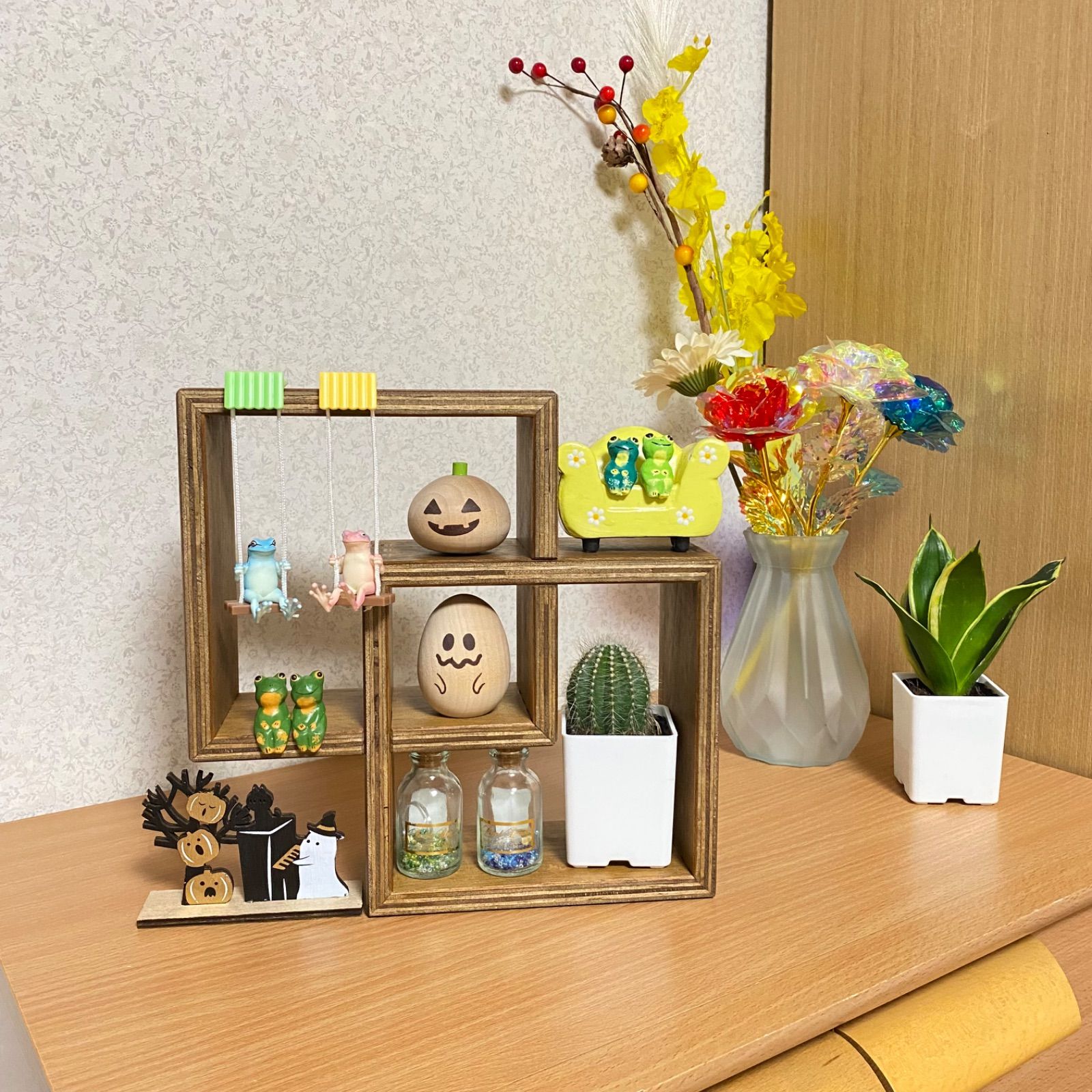 大工の家具】飾り台 シェルフ 棚 小物収納 壁掛 おしゃれ棚 秋 