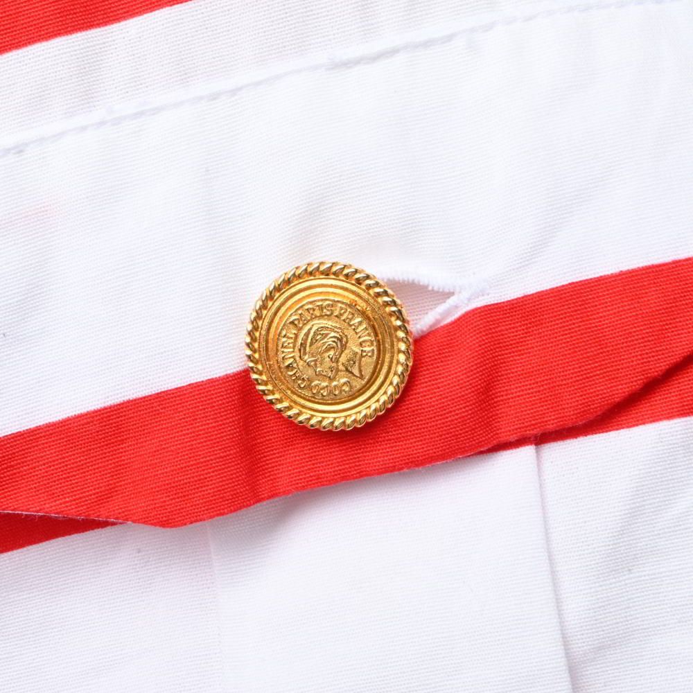 CHANEL ボーダー マリン バックボタン トップス - メルカリ 