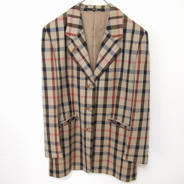 セール中⚡美品✨DAKS テーラードジャケット チェック柄 ロゴ入りボタン ダックス DAKS ジャケット テーラードジャケット チェック ロゴ