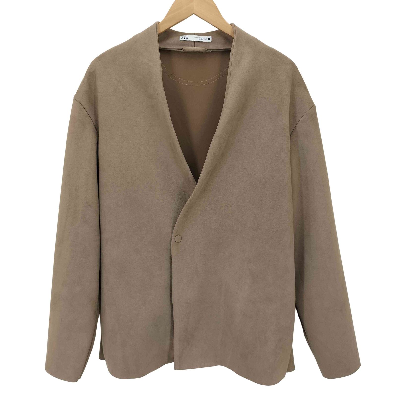 ザラ ZARA Fake Suede Jacket フェイク スウェード ノーカラー 
