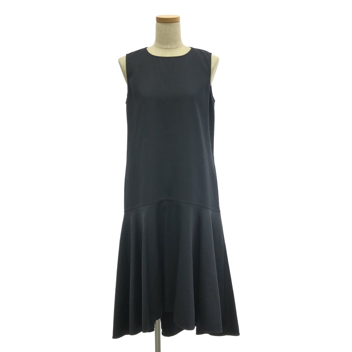 JIL SANDER | ジルサンダー | 2021AW | ノースリーブ ウール フ ヘムワンピース | 34 | ネイビー | レディース