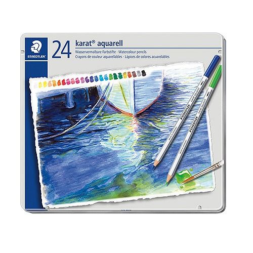 【セール，新作登場】 ステッドラー(STAEDTLER) カラト アクェレル水彩色鉛筆 24色 缶入 125 M24(53557) その他
