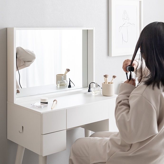 ミラー-収納付きドレッサーデスク