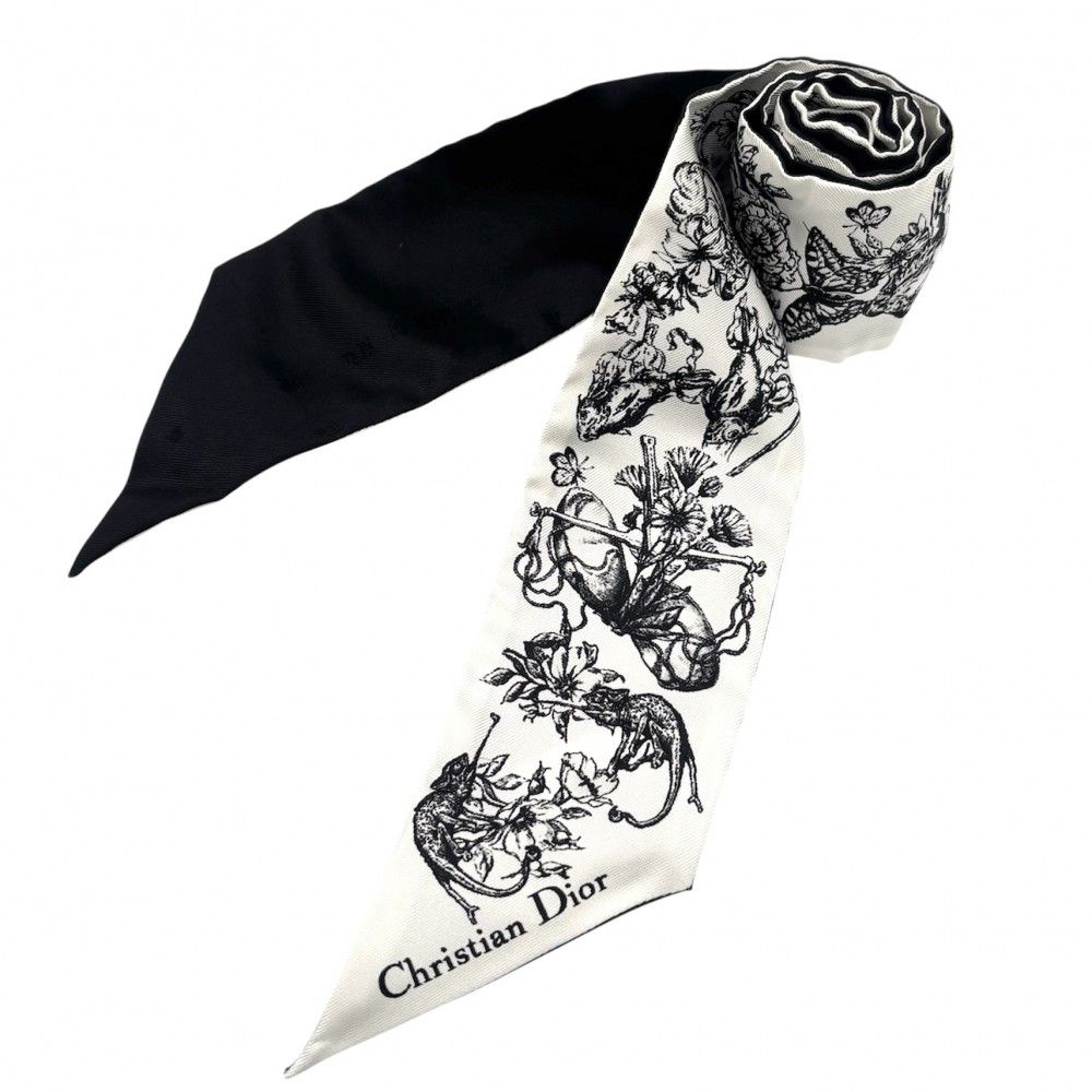 ディオール Christian Dior シルクスカーフ 美品 Christian Dior】クリスチャンディオール シルクスカーフ 中古の