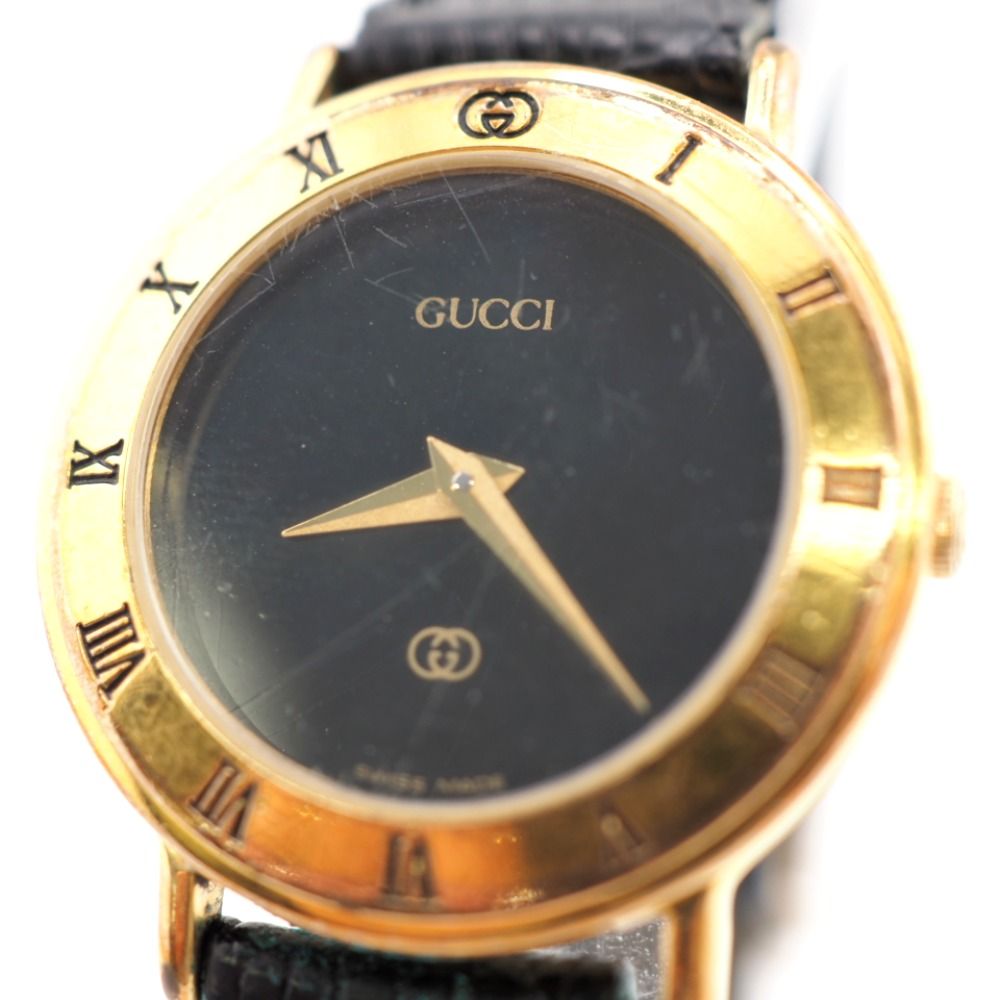 GUCCI/グッチ 3000L GGロゴ クォーツ 腕時計 ブラック レディース 